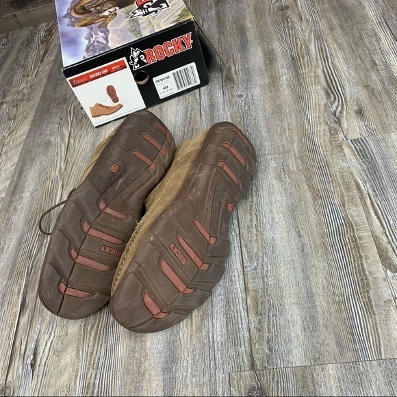 Rocky Brown Leather Lace Up Moc Toe Boots SZ 9 - Picture 7 of 9